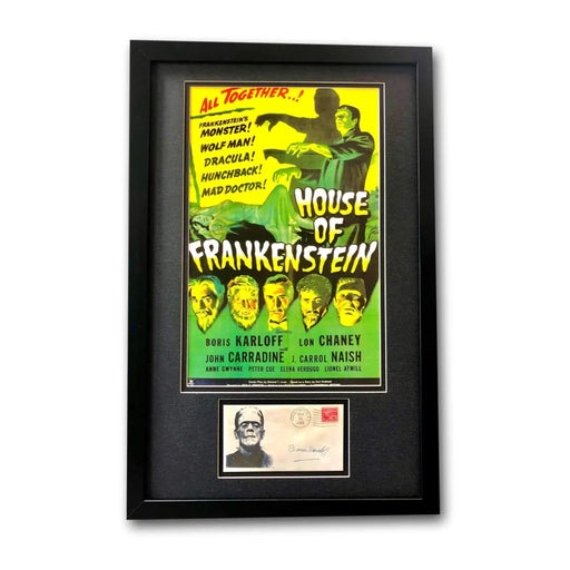 ’House Of Frankenstein’ Boris Karloff Framed Collage W/ Facs Autograph COA