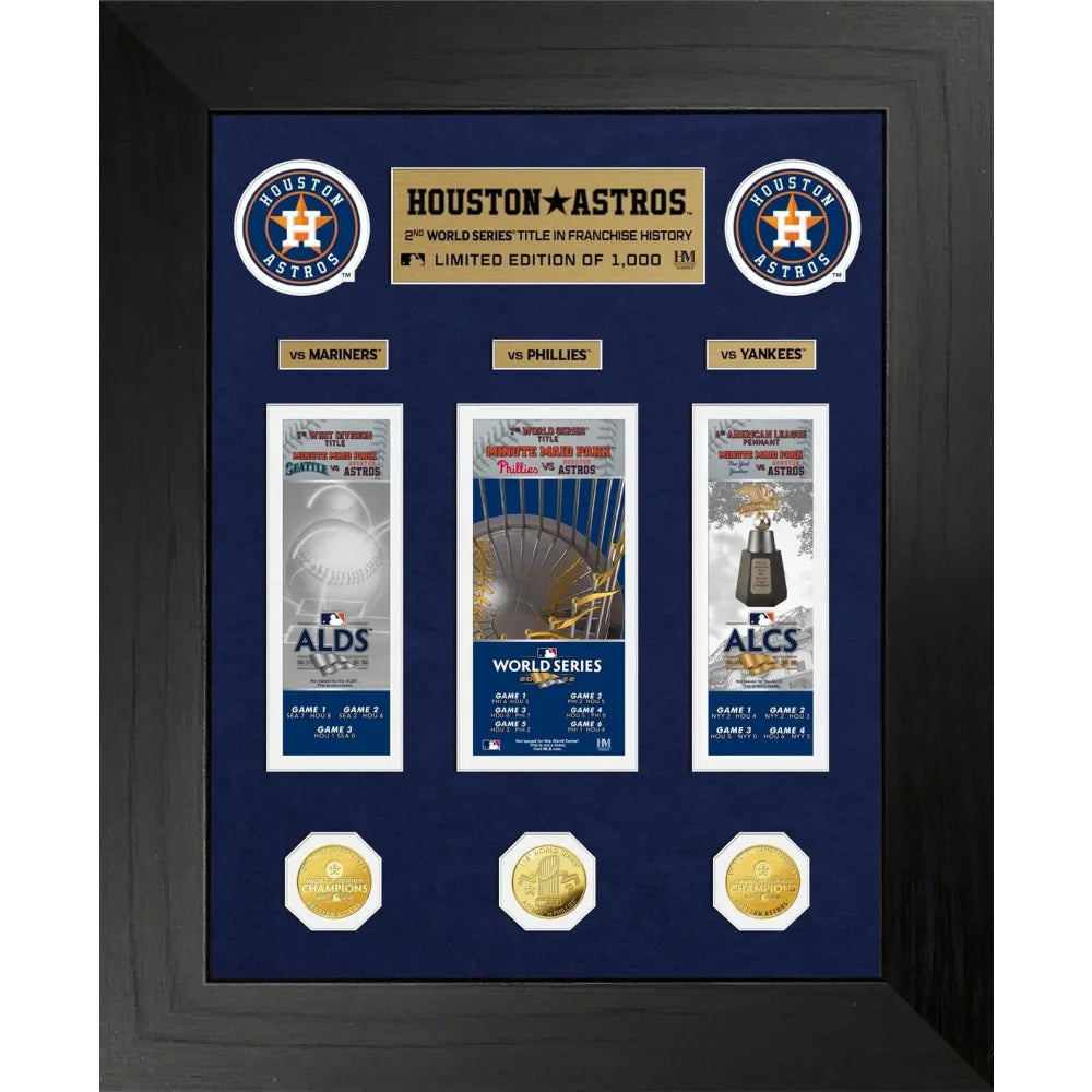 Houston Astros World Series Ticket / Gold Coin Framed Collage