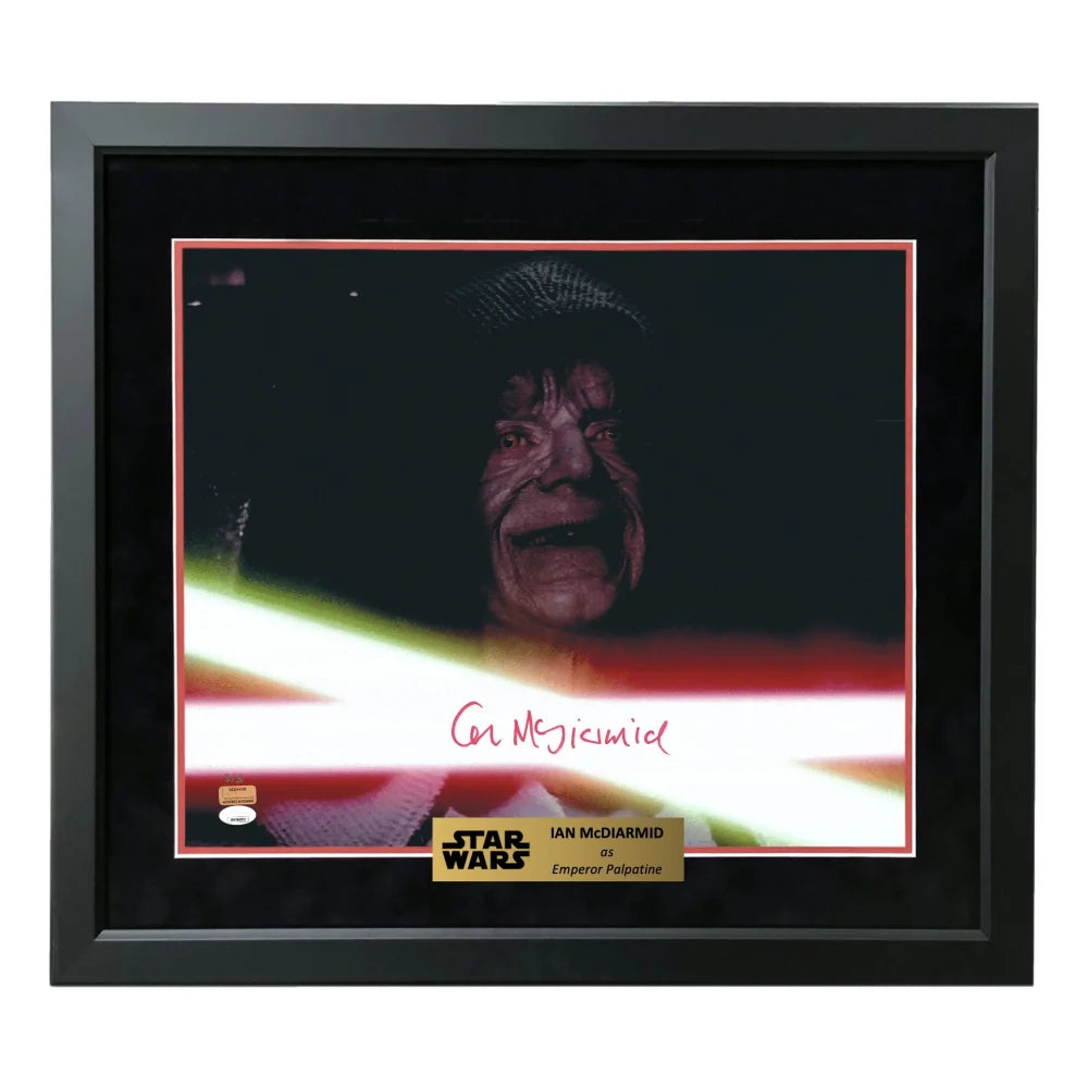 Ian McDiarmid Autographed 16x20 Photo #D/5 Star Wars Emperor Palpatine Framed JSA COA Lightsabers Metallic