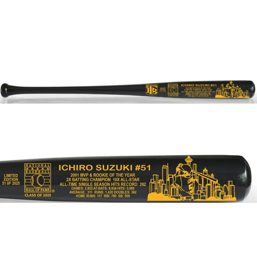 Ichiro Suzuki 2025 Cooperstown Hall of Fame Seattle Mariners Black Maple Baseball Bat #D/2024