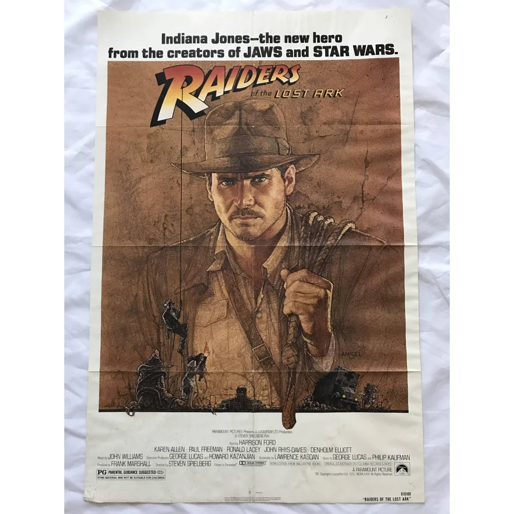 ’Indiana Jones’ 1981 Original Movie Poster First Issue 27X41 Harrison Ford