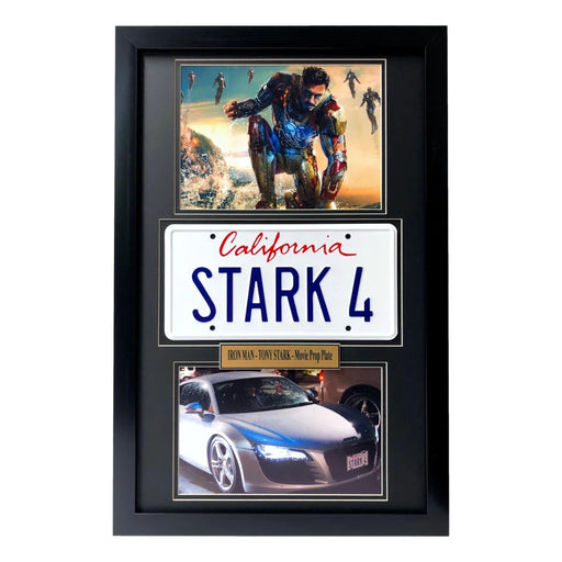 ’Iron Man’ Tony Stark’s Audi R8 Movie Car License Plate Framed Memorabilia Collage