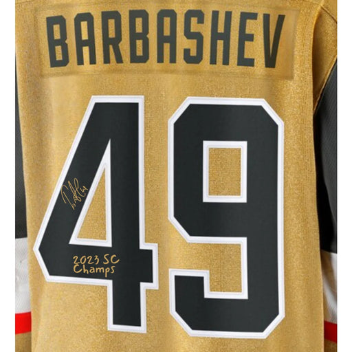 Ivan Barbashev Signed Vegas Golden Knights Gold Jersey Inscribed Champs IGM COA Autographed