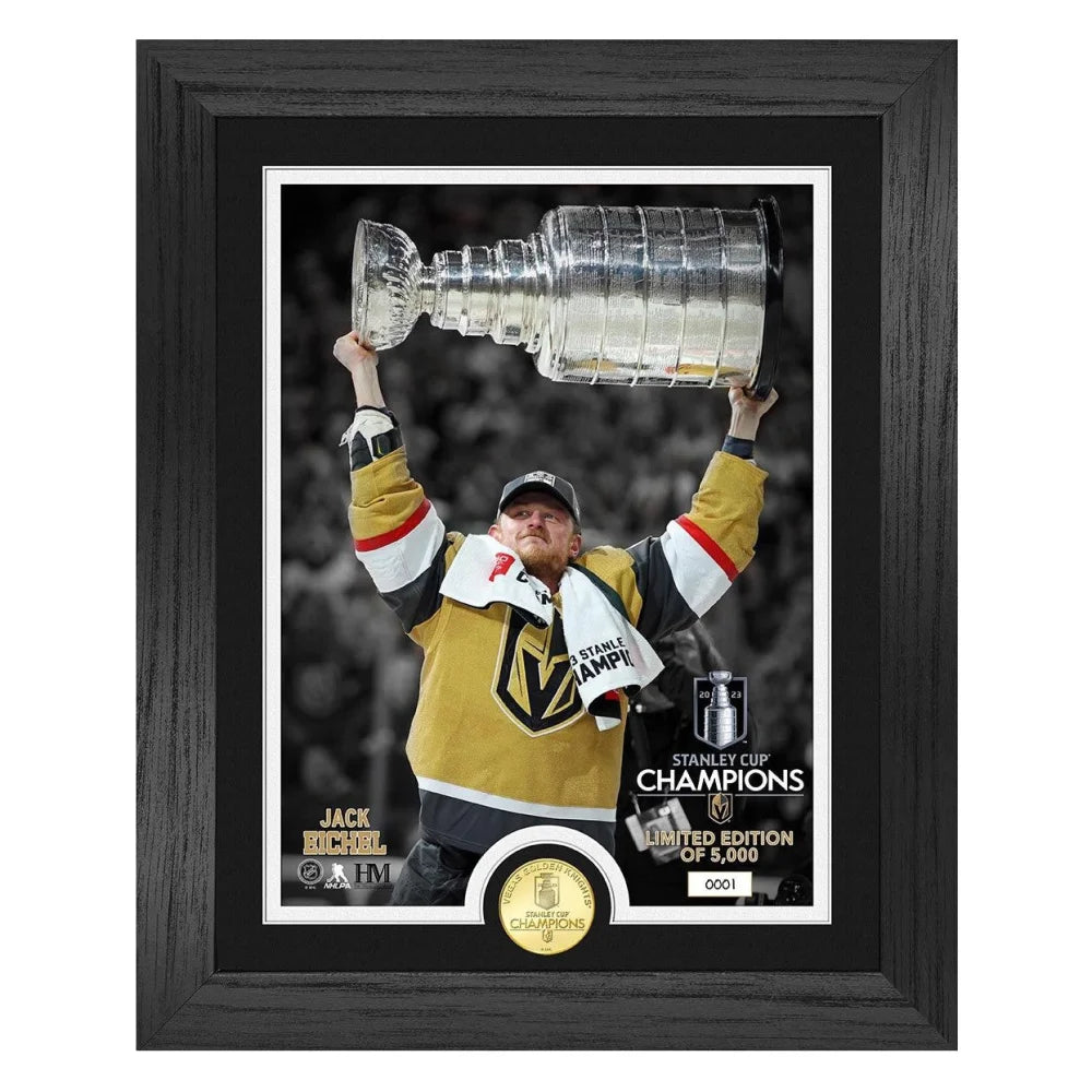 Jack Eichel 2023 Stanley Cup Trophy Vegas Golden Knights Framed Photo Bronze Coin Collage