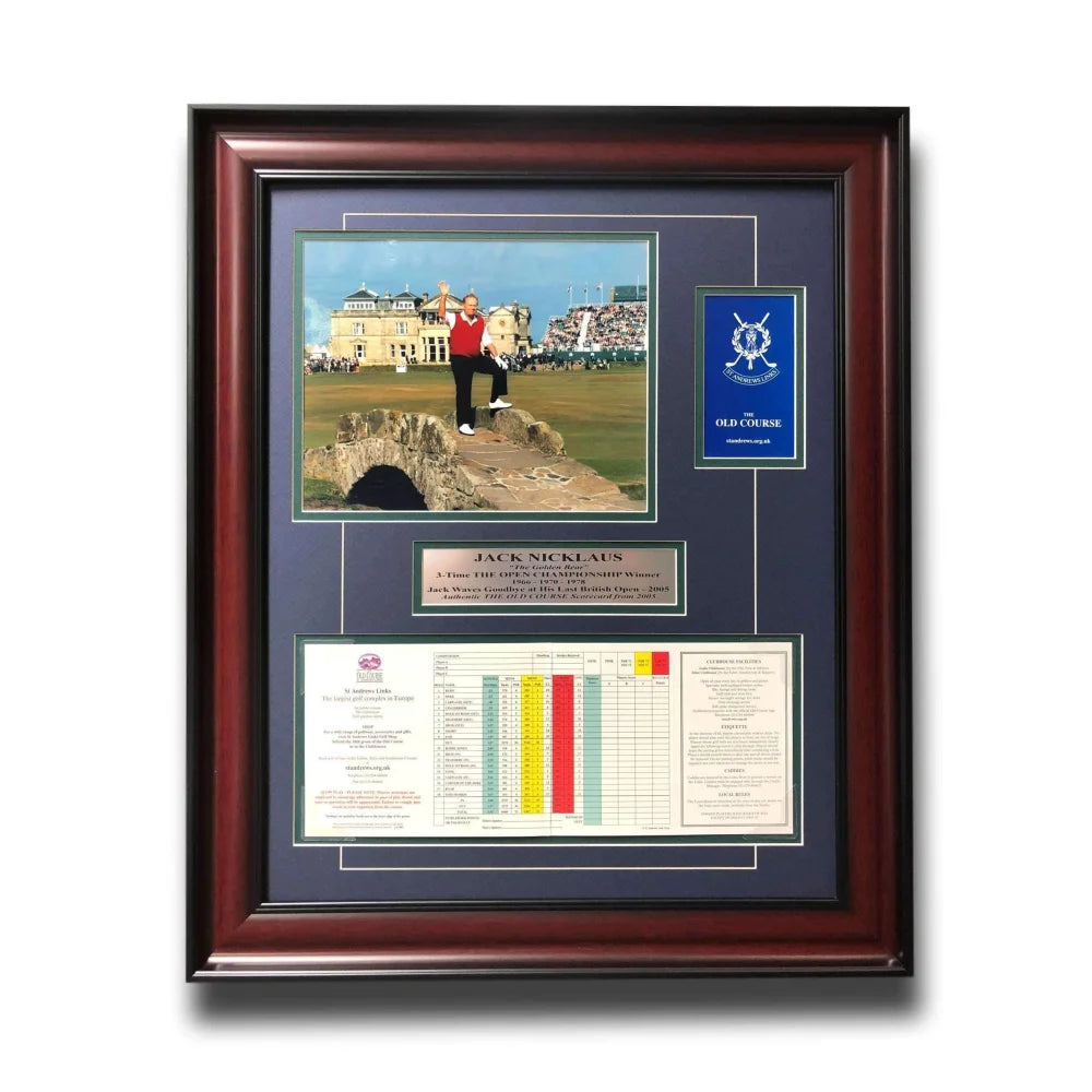 Jack Nicklaus Framed Authentic 2005 St. Andrews Old Course Scorecard British Open Goodbye COA