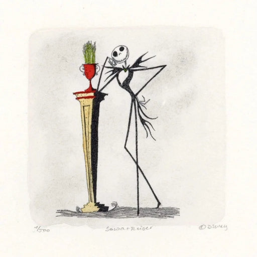 Jack Skellington Nightmare Before Christmas Sowa & Reiser #/500 Hand Painted Etching Leaning