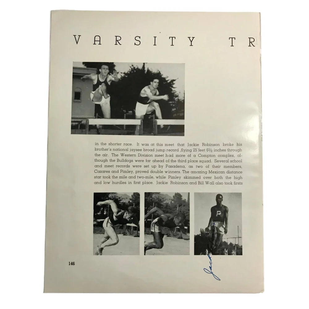 Jackie Robinson Signed Track & Field Yearbook Page Pre Dodgers JSA COA Autograph