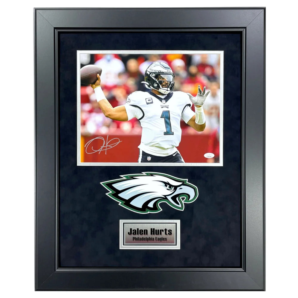 Jalen Hurts Autographed Philadelphia Eagles 11x14 Photo Framed JSA Signed Run