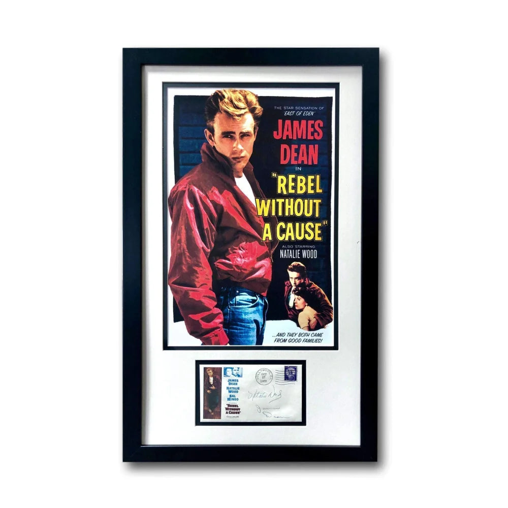 James Dean / Natalie Wood ’Rebel Without Cause’ Framed Collage W/ Facsimilie Autograph COA