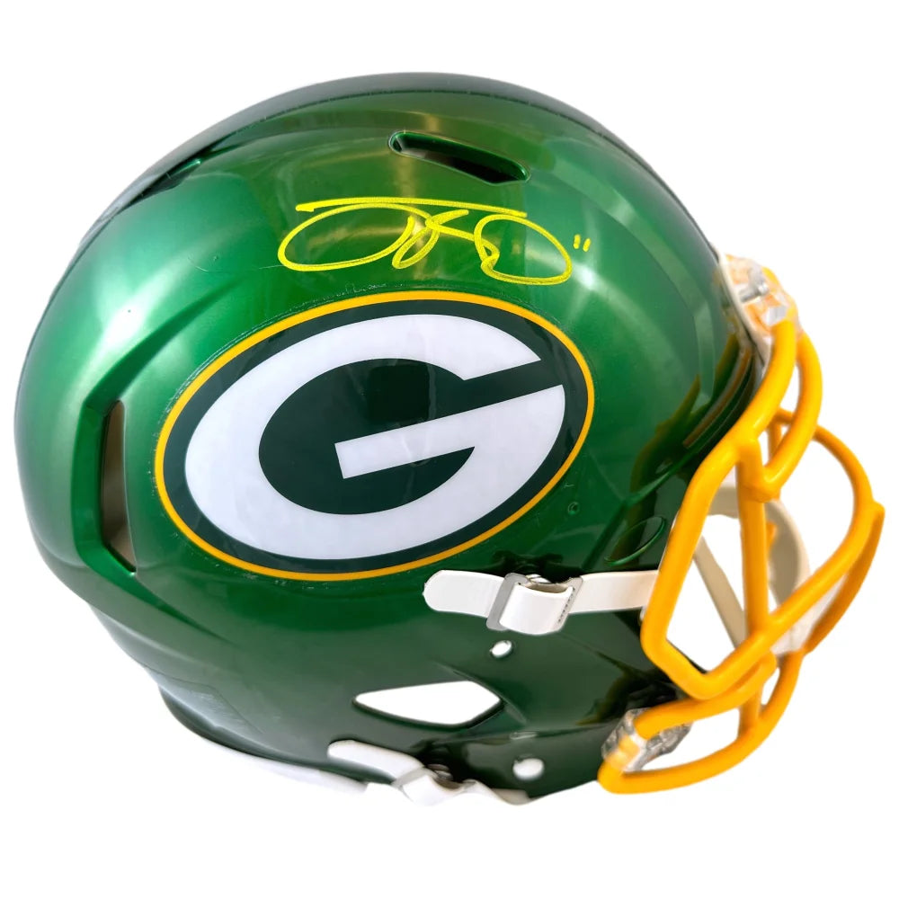 Jayden Reed Autograph Green Bay Packers FS Authentic Speed Flash Helmet COA BAS