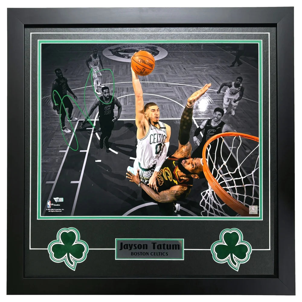 Jayson Tatum Autographed Boston Celtics 16x20 Photo Framed Signed COA vs. LeBron