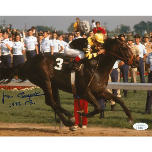 Jean Cruguet Signed 8x10 Photo COA JSA 1977 Triple Crown Seattle Slew Autograph