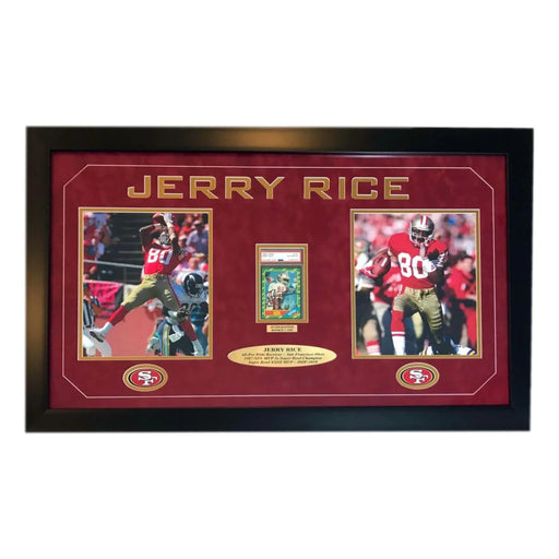 Jerry Rice Signed Authentic Rookie Card Framed Collage 49ers COA PSA