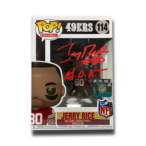 Jerry Rice Signed Inscribed ’GOAT’ Funko Pop BAS COA 49ers Autograph #114 Niners