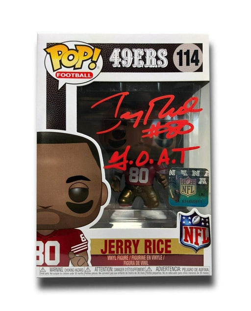 Jerry Rice Signed Inscribed GOAT Funko Pop BAS COA 49ers Autograph #114 Niners