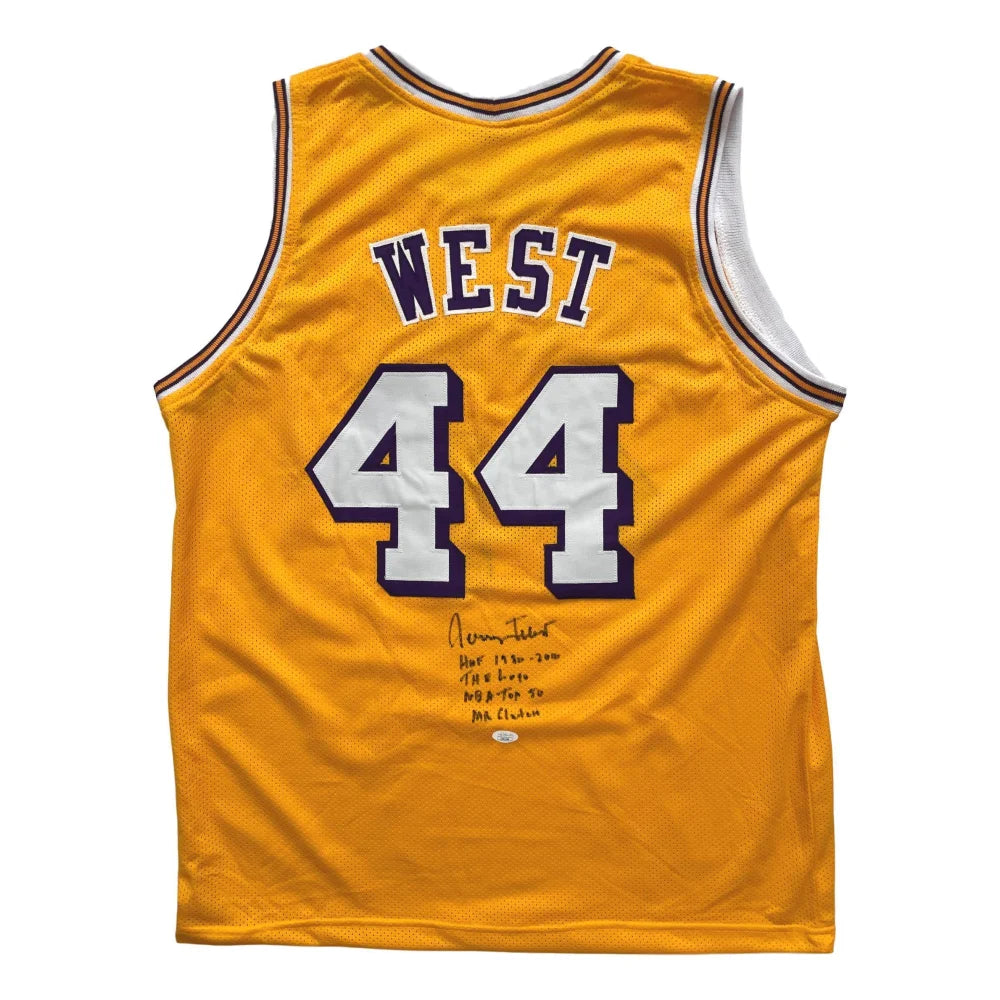 Jerry West Signed Multi Inscribed Los Angeles Lakers Jersey COA JSA Autograph