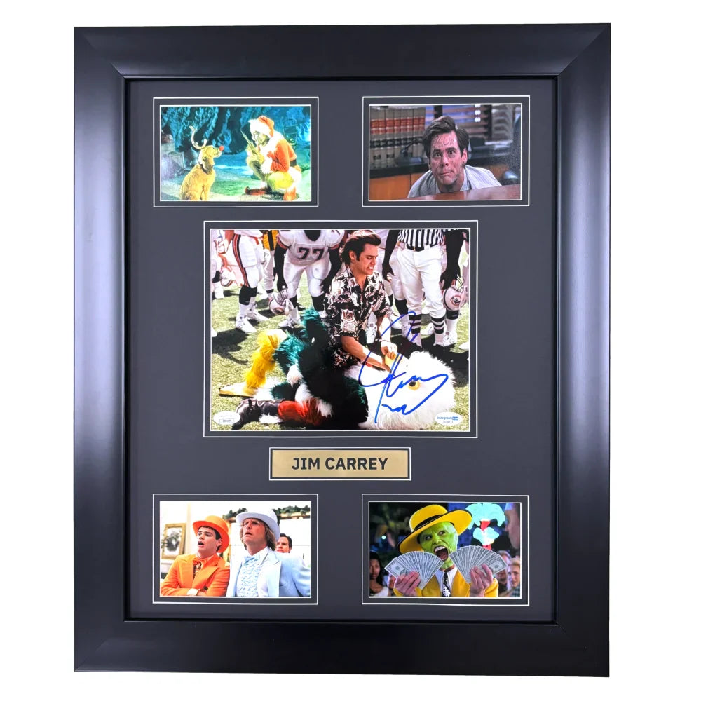 Jim Carrey Autographed 8x10 Framed Photo JSA Ace Ventura The Mask Grinch Dumb & Dumber Signed