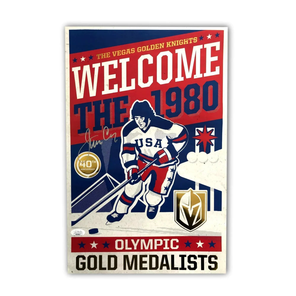 Jim Craig Signed Miracle on Ice 40th Anniversary Poster Vegas Golden Knights JSA COA Autograph