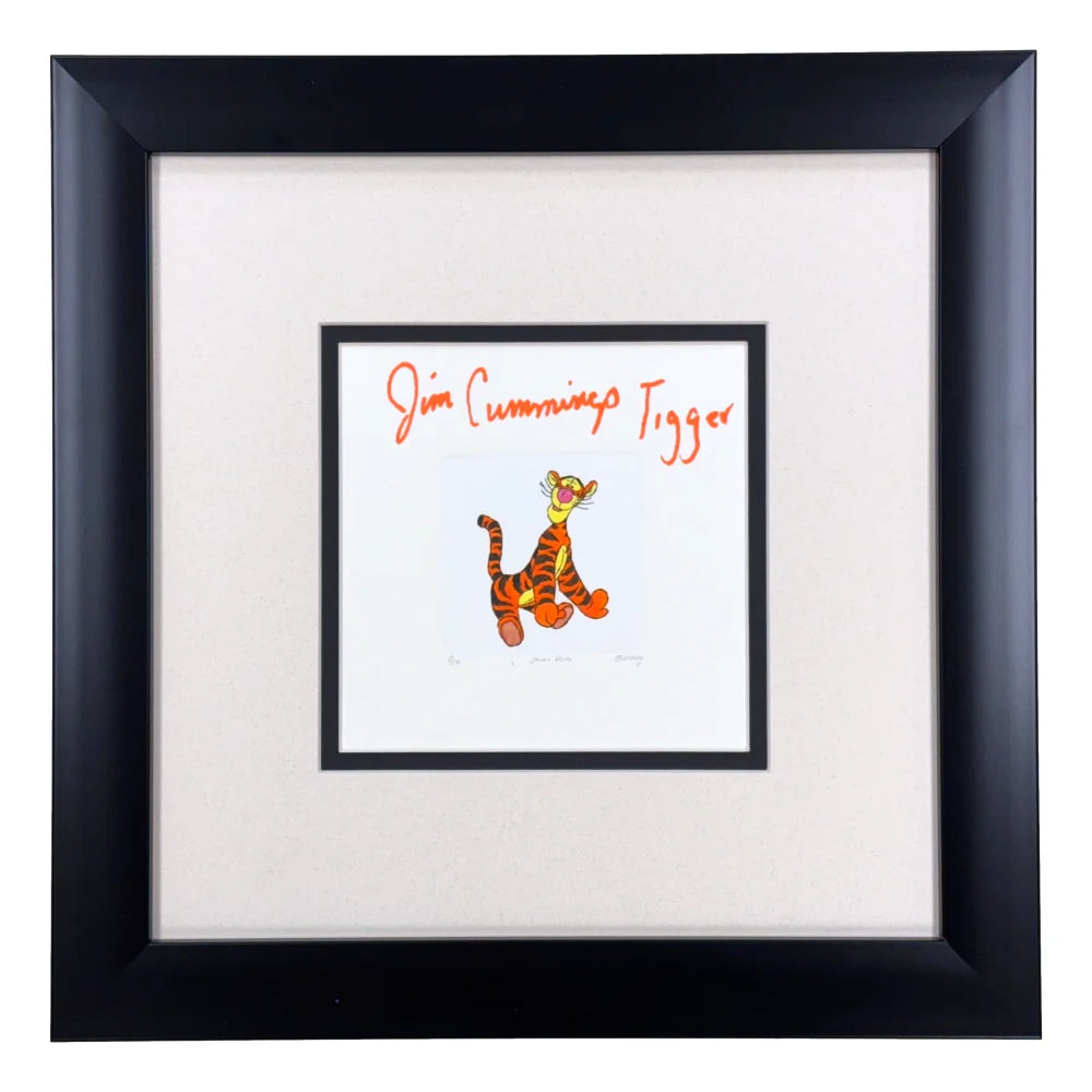 Jim Cummings Signed Tigger Etching Art JSA Sowa Reiser #/500 Framed Disney Pooh