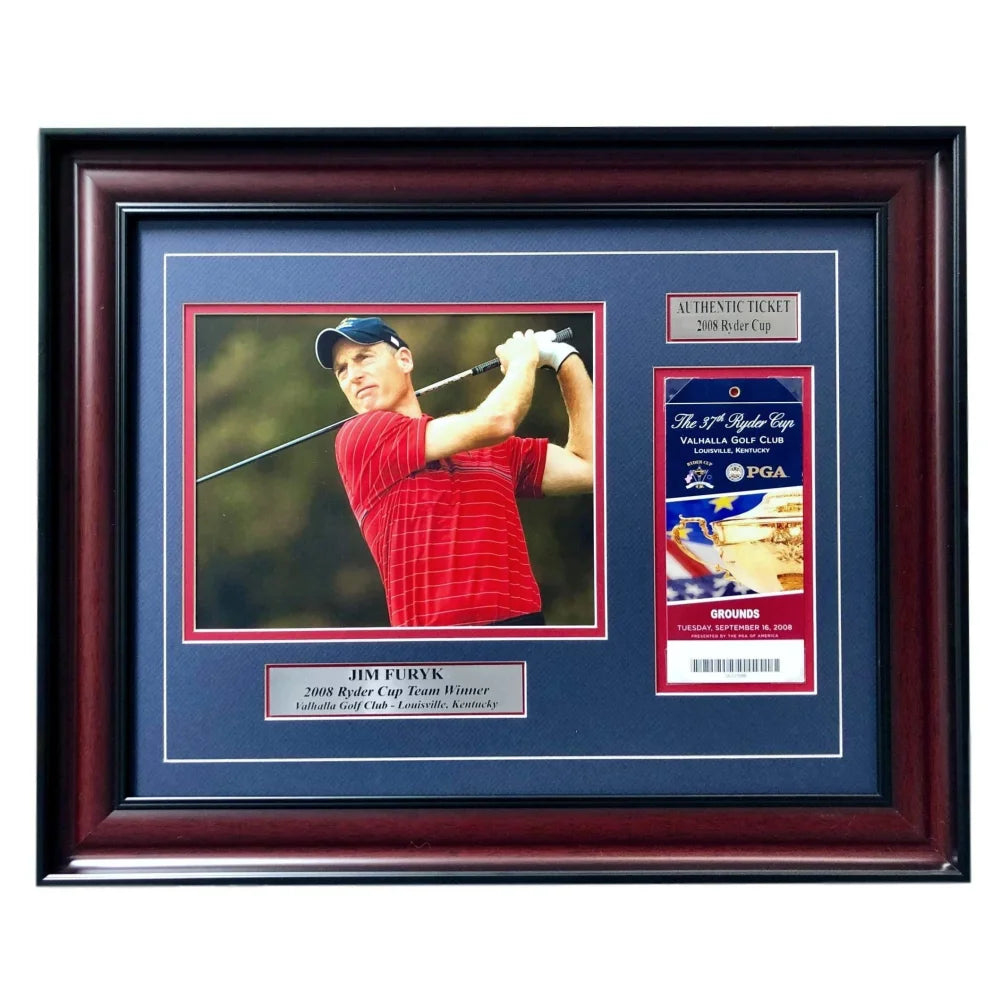 Jim Furyk Framed Authentic 2008 Ryder Cup Ticket Collage COA Golf PGA Valhalla