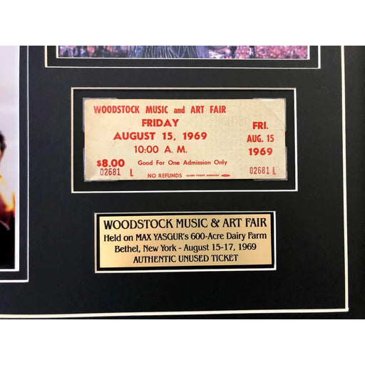 Jimi Hendrix Framed Unused Authentic Woodstock 1969 Ticket Collage COA 16X26 Photos