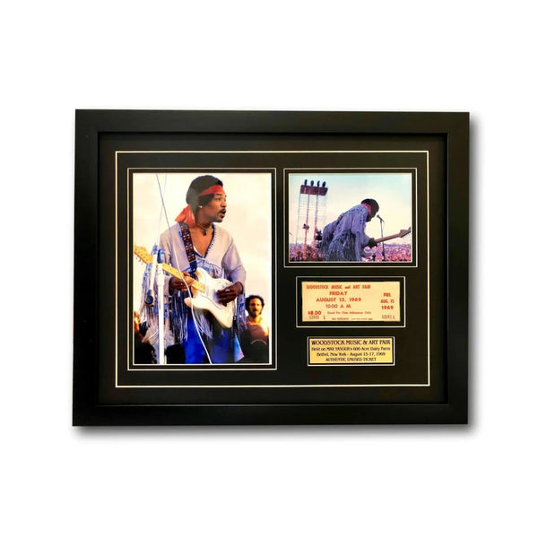Jimi Hendrix Framed Unused Authentic Woodstock 1969 Ticket Collage