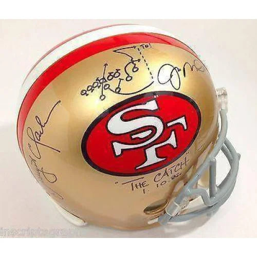 Joe Montana / Dwight Clark ’The Catch’ Diagram Signed JSA COA 49ers Helmet