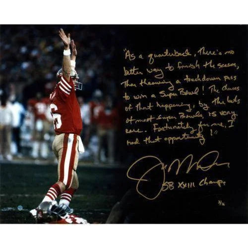 Joe Montana Handwritten/Signed Sb XXIII Drive Story 16X20 Photo (Le/16) Steiner