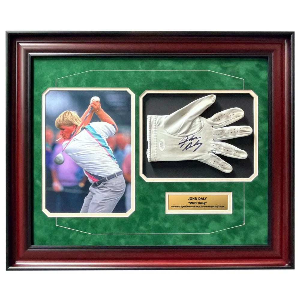 John Daly Signed & Game Played / Worn Golf Glove Framed JSA COA Autograph Cigarette Photo