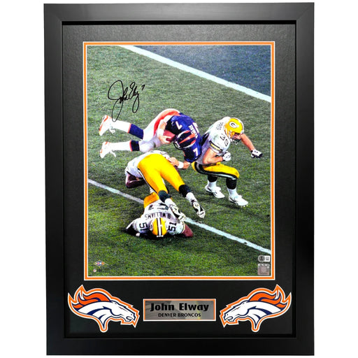 John Elway Autographed Denver Broncos 16x20 Helicopter Framed Photo BAS Signed