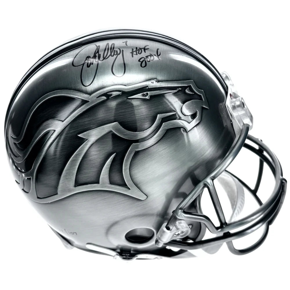 John Elway Signed Denver Broncos Pewter Full Size Helmet #D/107 JSA Autograph