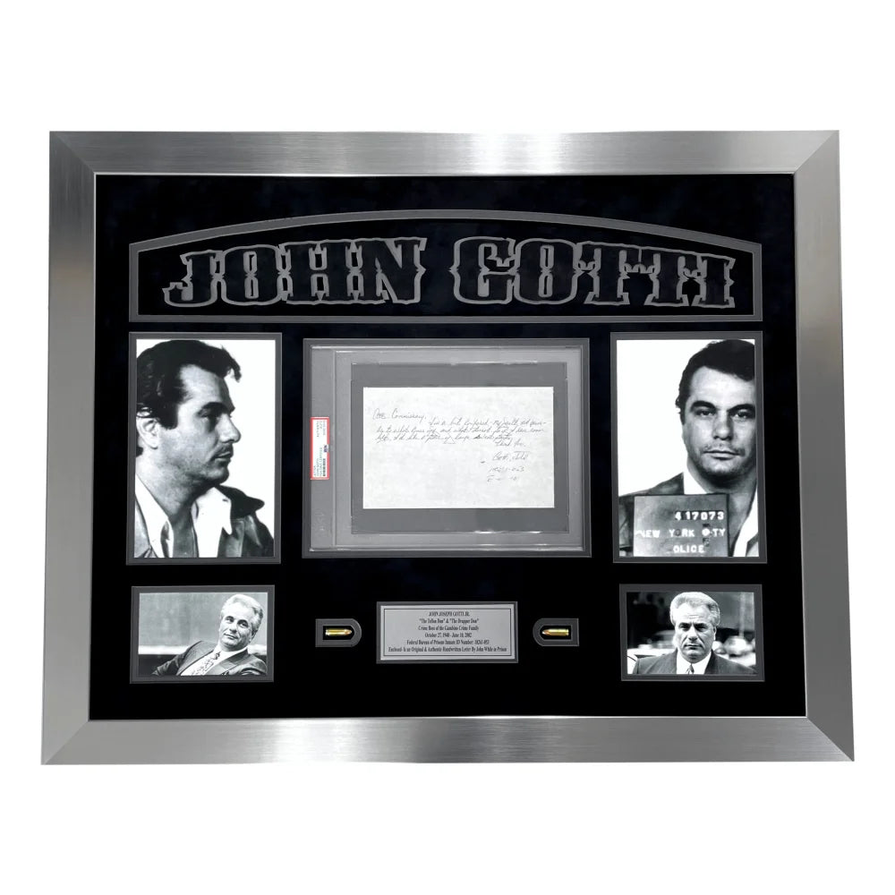 John Gotti Authentic Hand Signed Prison Letter Framed PSA/DNA Gambino Mafia Mob Autograph