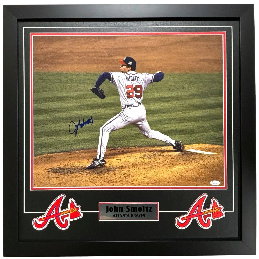 John Smoltz Autographed Atlanta Braves 16x20 Photo Framed Signed JSA COA