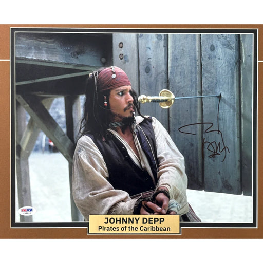 Johnny Depp Signed Pirates of the Caribbean Autographed 11x14 Photo PSA COA Jack Sparrow