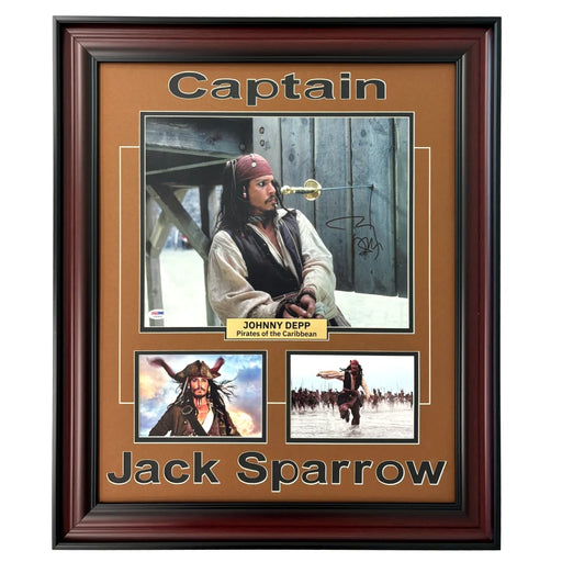 Johnny Depp Signed Pirates of the Caribbean Autographed 11x14 Photo PSA COA Jack Sparrow