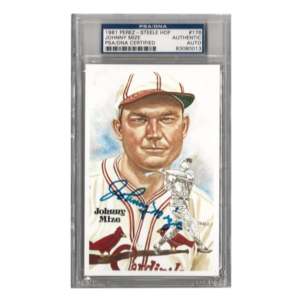 Johnny Mize Signed 1981 Perez Steele #176 Postcard PSA COA St. Louis Cardinals