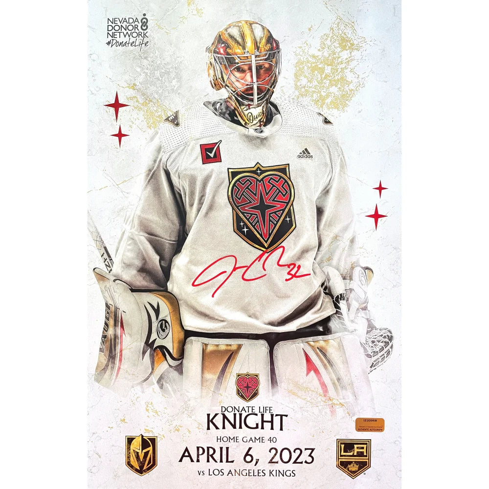 Jonathan Quick Signed Vegas Golden Knights 11x17 Game Day Poster COA IGM 4/6/23 Autographed