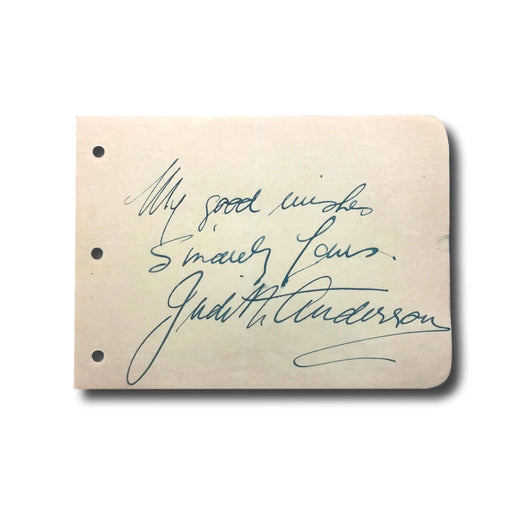 Judith Anderson Hand Signed Album Page Cut JSA COA Autograph Rebecca Hitchcock