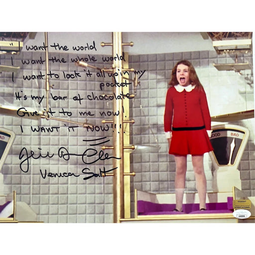 Julie Dawn Cole Signed ’I Want It Now’ LYRICS Willy Wonka Veruca 11x14 Photo Autograph