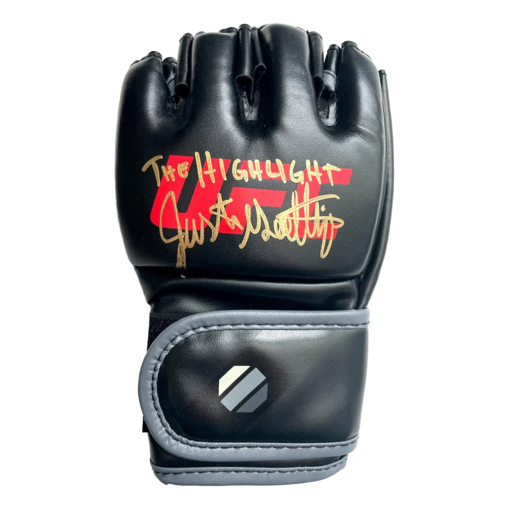 Justin Gaethje Signed Inscribed ’Highlight’ UFC Black Glove Autograph COA JSA