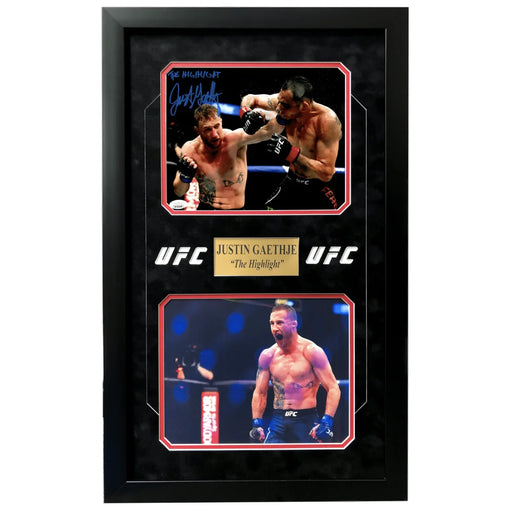 Justin Gaethje Signed Inscribed ’Highlight’ UFC Framed 8x10 Photo JSA COA Autograph