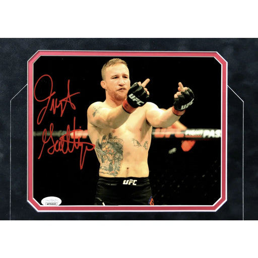 Justin Gaethje Signed UFC Framed 8x10 Photo Collage JSA COA Autograph ’Flip Bird’