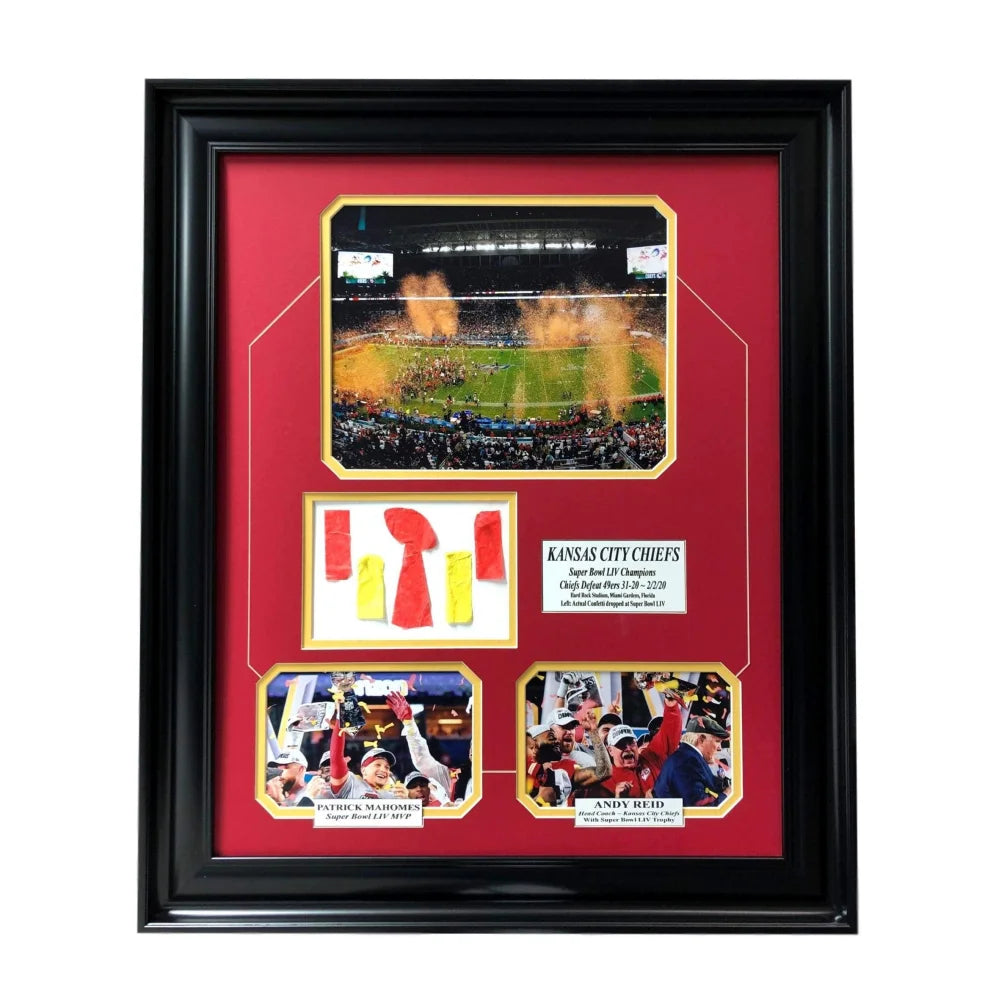 Kansas City Chiefs Super Bowl 54 LIV Champs Authentic Confetti Framed Photo Collage Patrick Mahomes Reid