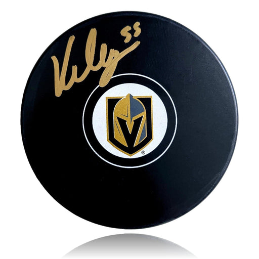 Keegan Kolesar Autographed Vegas Golden Knights Logo Puck COA Inscriptagraphs