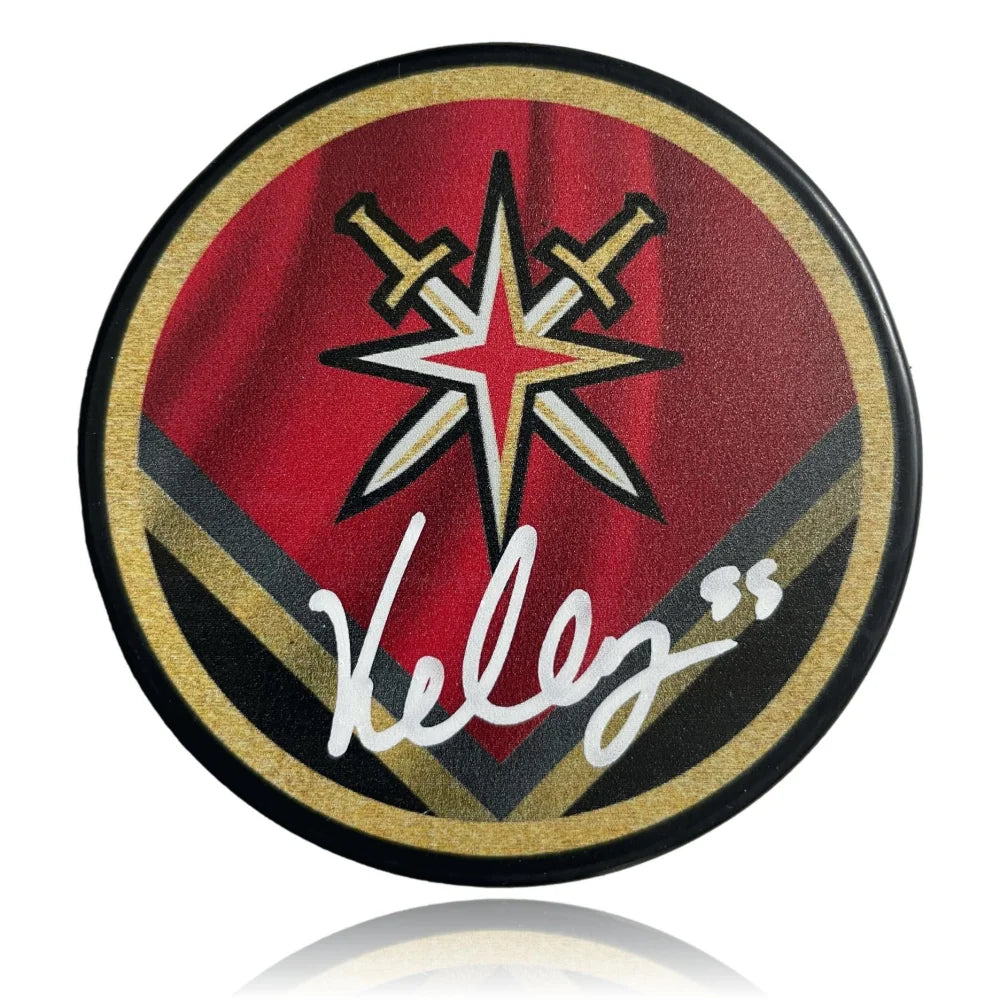 Keegan Kolesar Autographed Vegas Golden Knights Retro Puck COA Inscriptagraphs