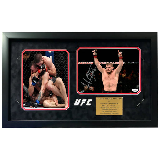 Khabib Nurmagomedov Autographed vs McGregor UFC 8x10 Photo Framed Collage JSA COA