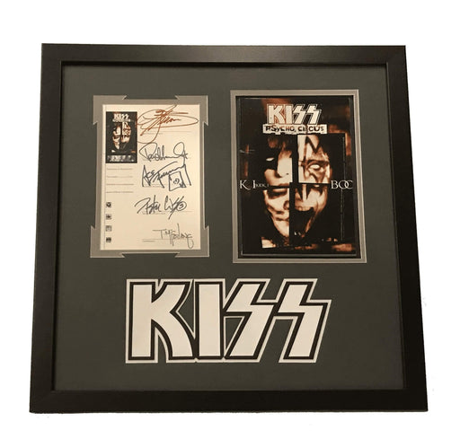 Kiss Band Signed Framed Collage Simmons Stanley Criss Frehley JSA COA Autograph