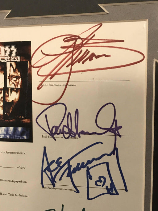 Kiss Band Signed Framed Collage Simmons Stanley Criss Frehley JSA COA Autograph