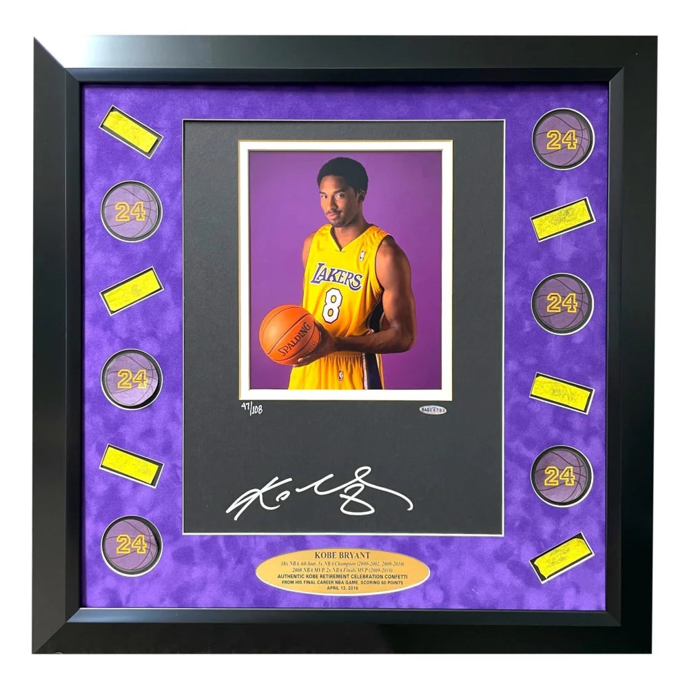 Kobe Bryant Autographed & Final Lakers Game Used Confetti Framed #D 1/1 UDA COA Signed Los Angeles