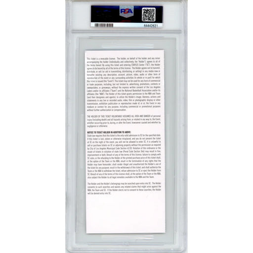 Kobe Bryant Dear Basketball Retirement Authentic Ticket 11/29/15 PSA 6 Lakers